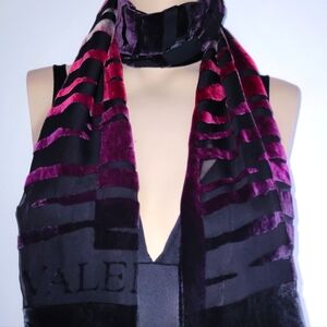 VALENTINO Silk Velvet Scarf • Vintage Chiffon Burnout Crushed 90s Y2k Valentina